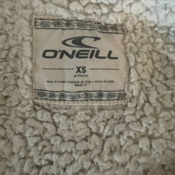 O'Neil Vertica Navy and White Stripe Front Zipper Hoodie, Sherpa Lined, XS - Picture 3 of 6